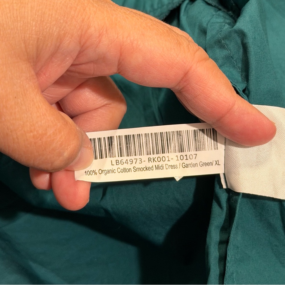 Quince NWT Size XL Garden Green 100% Organic Cotton Smocked Poplin Midi Dress - Picture 7 of 8